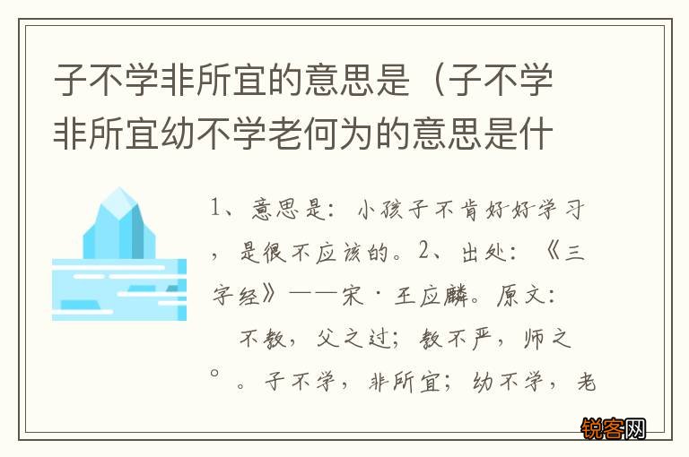 子不学非所宜幼不学老何为的意思是什么 子不学非所宜的意思是