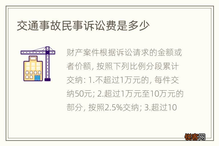 交通事故民事诉讼费是多少
