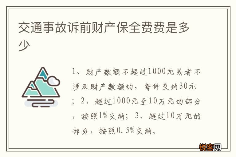 交通事故诉前财产保全费费是多少