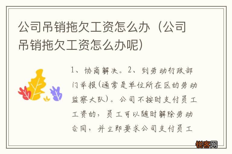 公司吊销拖欠工资怎么办呢 公司吊销拖欠工资怎么办