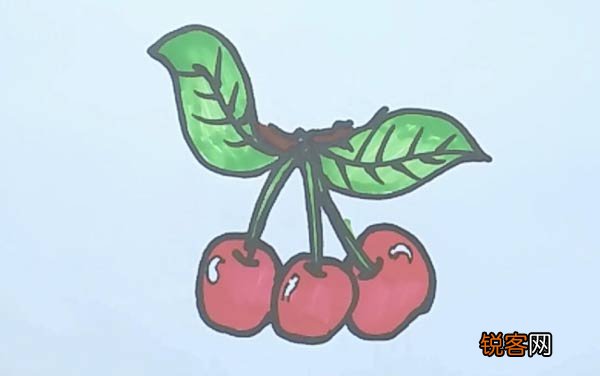 樱桃的简笔画 樱桃简单画法,