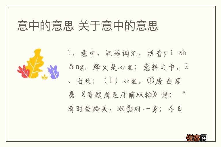 意中的意思 关于意中的意思