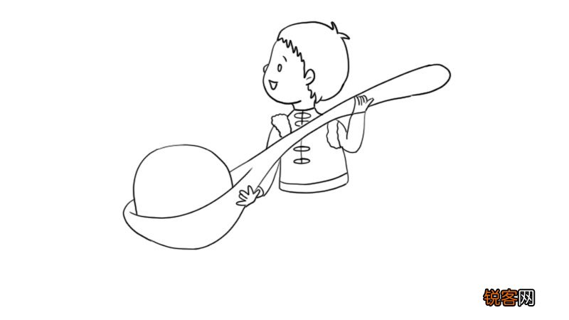 元宵节汤圆小人简笔画