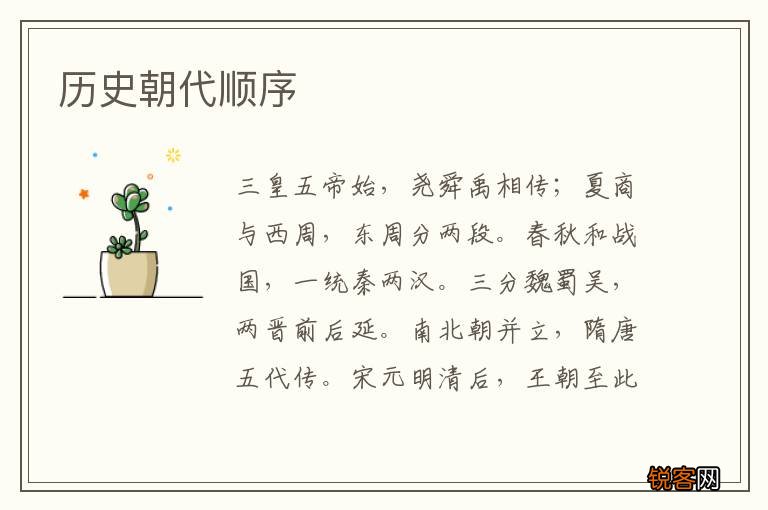 历史朝代顺序