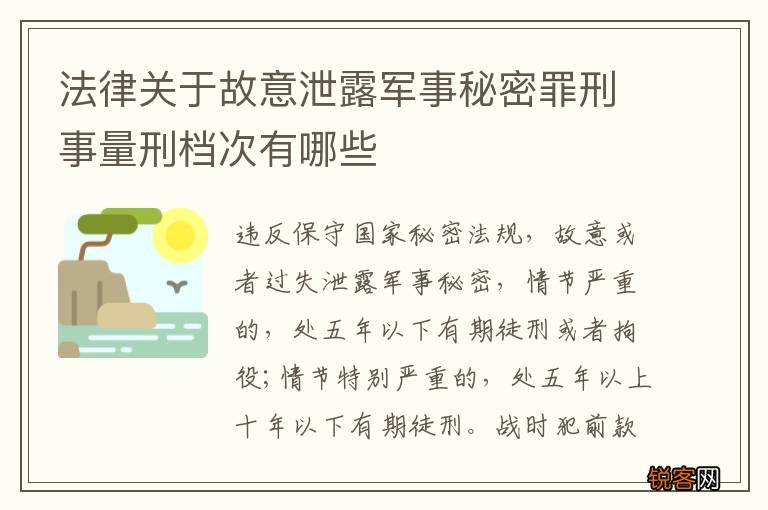 法律关于故意泄露军事秘密罪刑事量刑档次有哪些