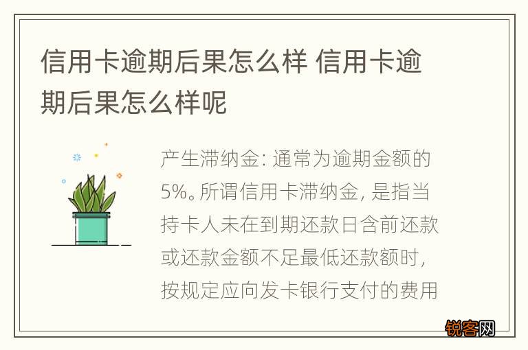信用卡逾期后果怎么样 信用卡逾期后果怎么样呢