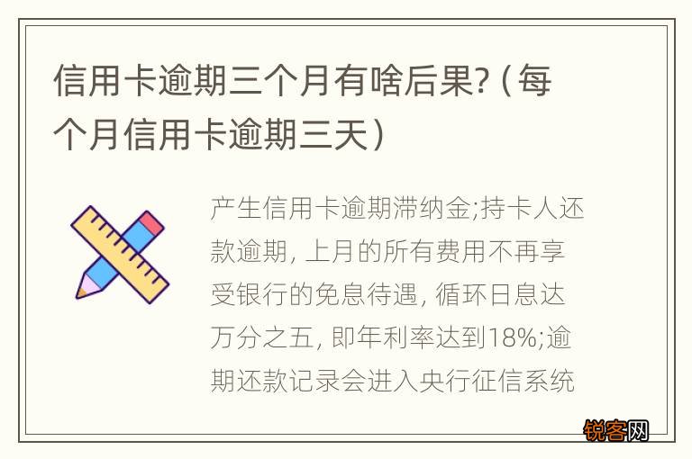 每个月信用卡逾期三天 信用卡逾期三个月有啥后果?