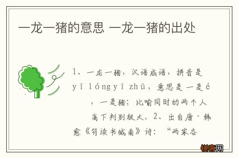 一龙一猪的意思 一龙一猪的出处