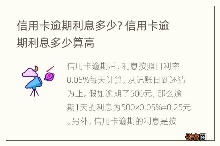 信用卡逾期利息多少? 信用卡逾期利息多少算高