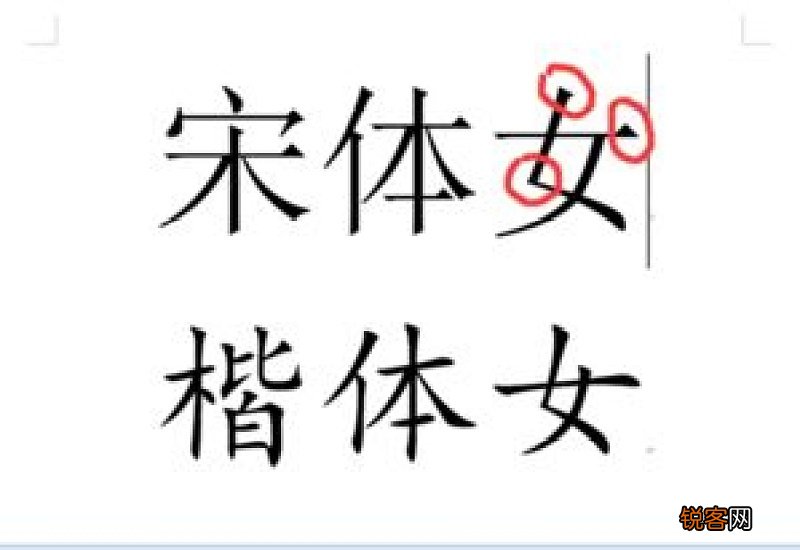 楷书与宋体的区别